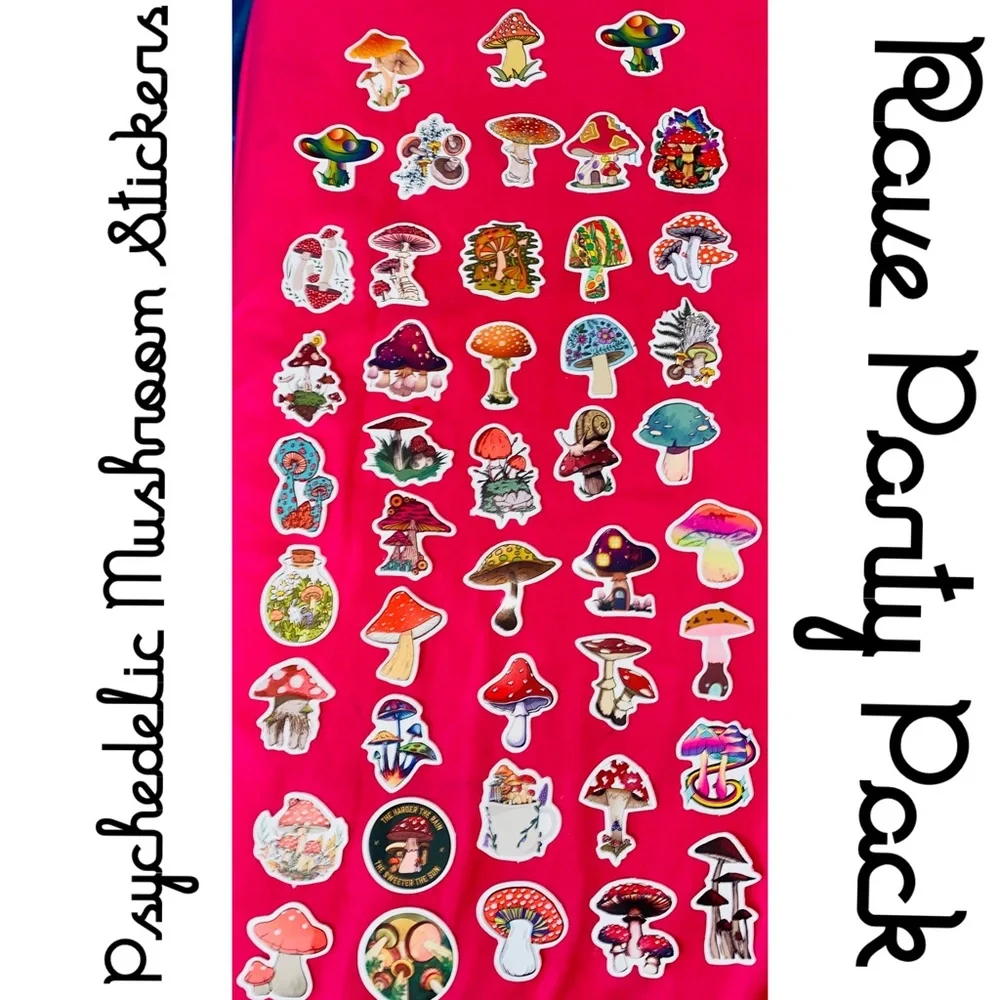 Psychedelic Mushroom Rave Stickers for Water Bottle, Laptop etc
